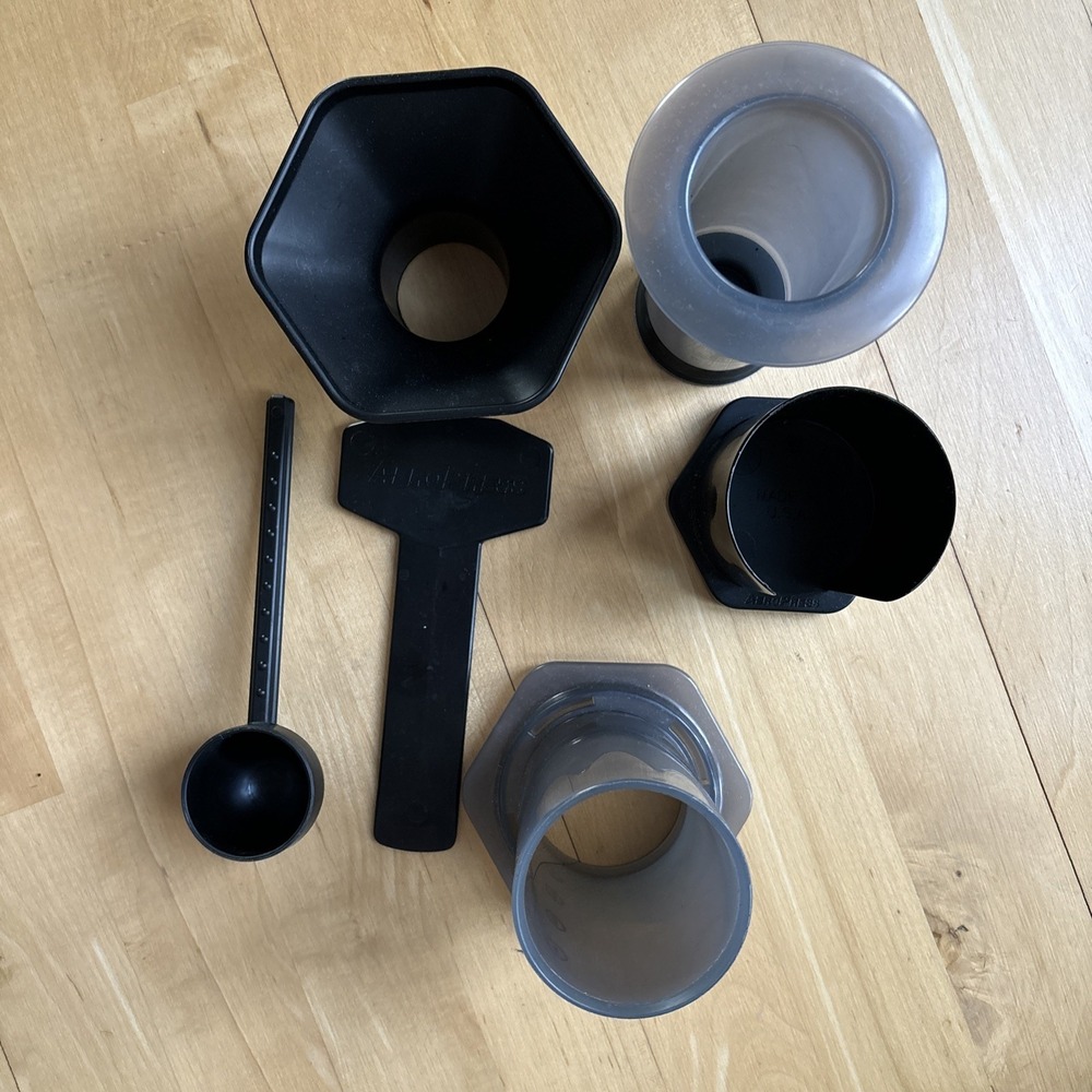 AeroPress Parts Plunger Set Funnel Scoop Stir Filter Holder NO FILTER CAP Used